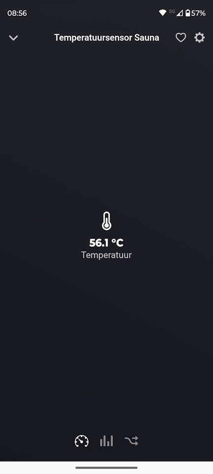 DS18B20 temperatuursensor zichtbaar in Homey